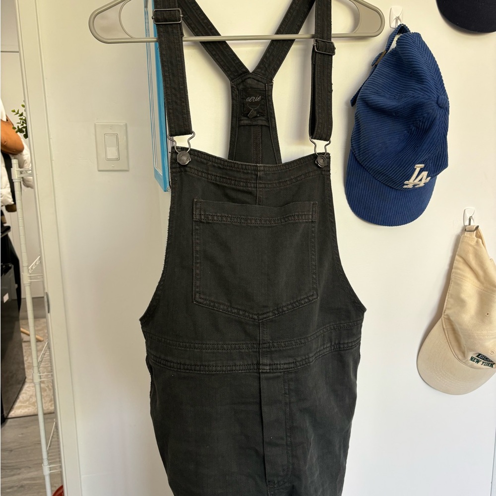 Aerie Black Denim Overalls